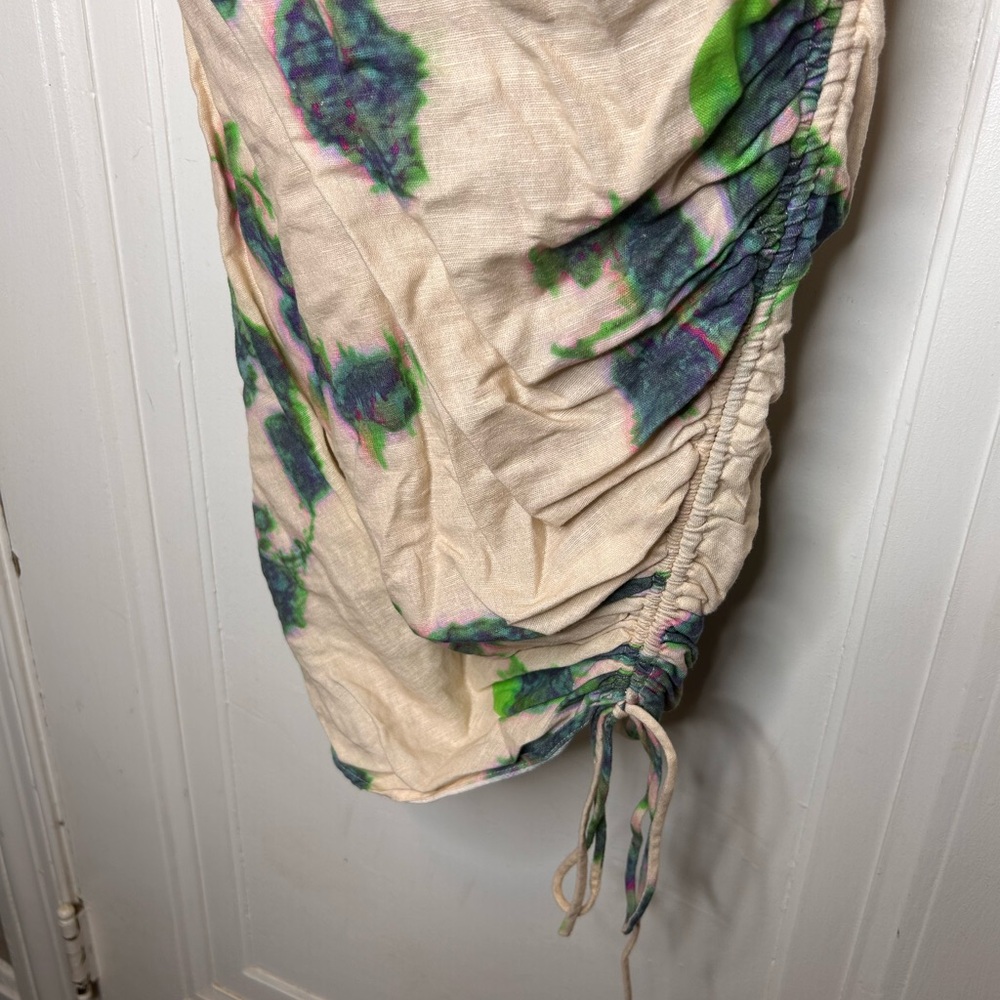 ✨SOLD✨Zara Cream and Blue Asymmetrical Sheath Dress - Picture 3 of 7